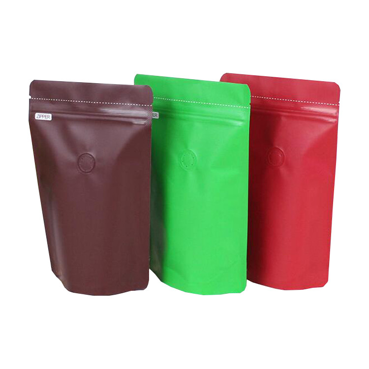 1 Pound 500 G Colorful Aluminium Foil Laminate Stand Up Coffee Pouches With Zipper Degassing Valve