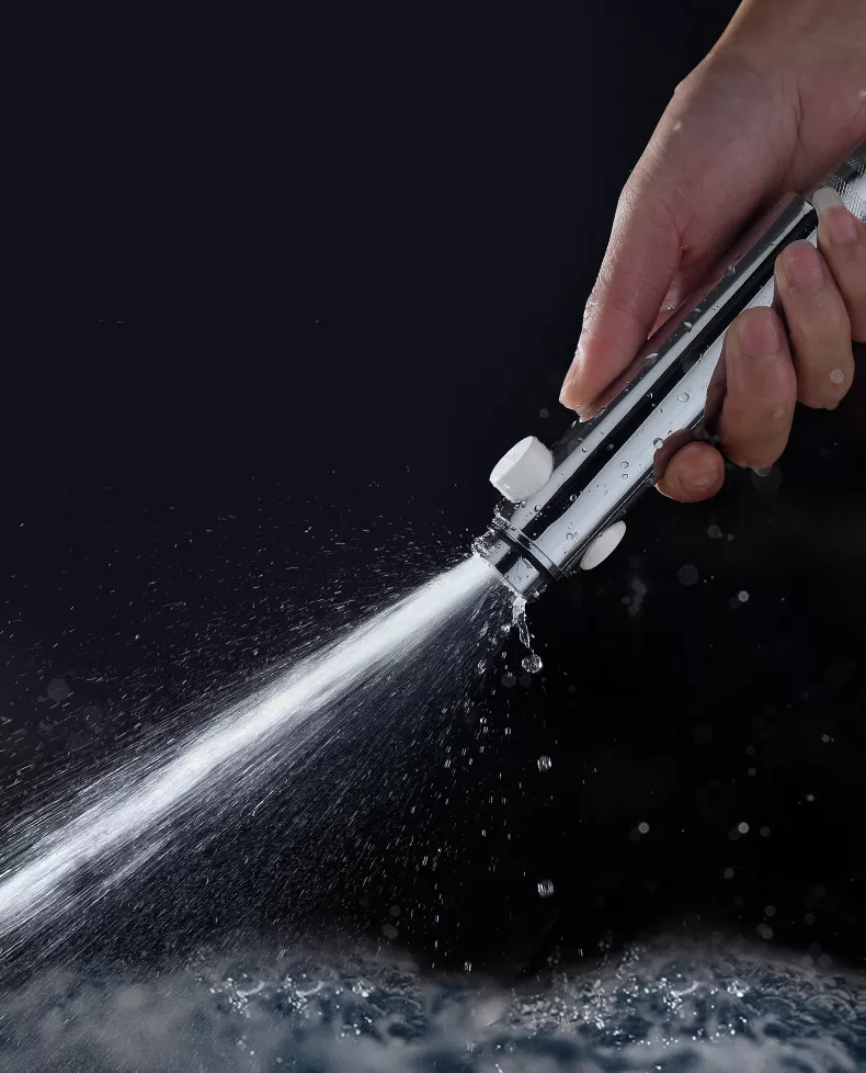 Handheld Shower Head Pressurized Bathroom Nozzle 3 Functions One Key Water Stop Function Can Be Detachable Second Change Spray Gun