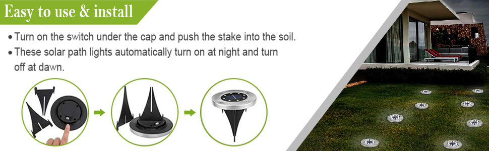 Solar Ground Lights, 8 LED Inground Solar Lights, Solar Powered Garden Lights for Outdoor Pathway Lawn Yard Patio Walkway