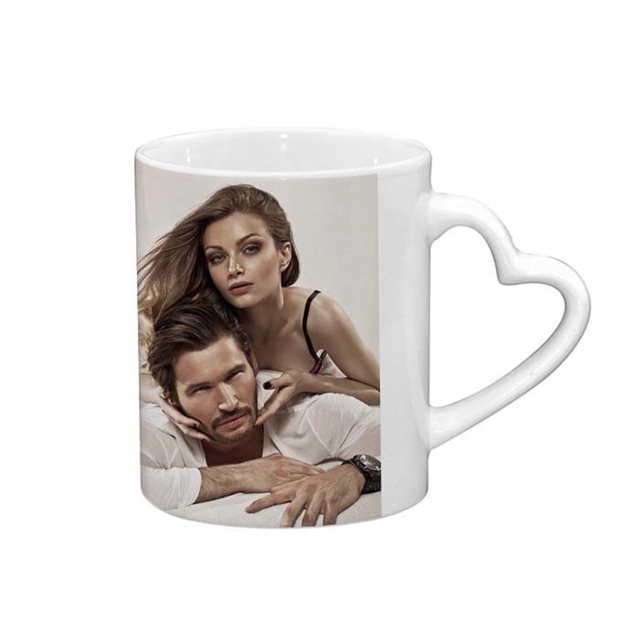 11oz Sublimation Ceramic Blanks Sublimation Blank Coffee Mugs With Heart Handle