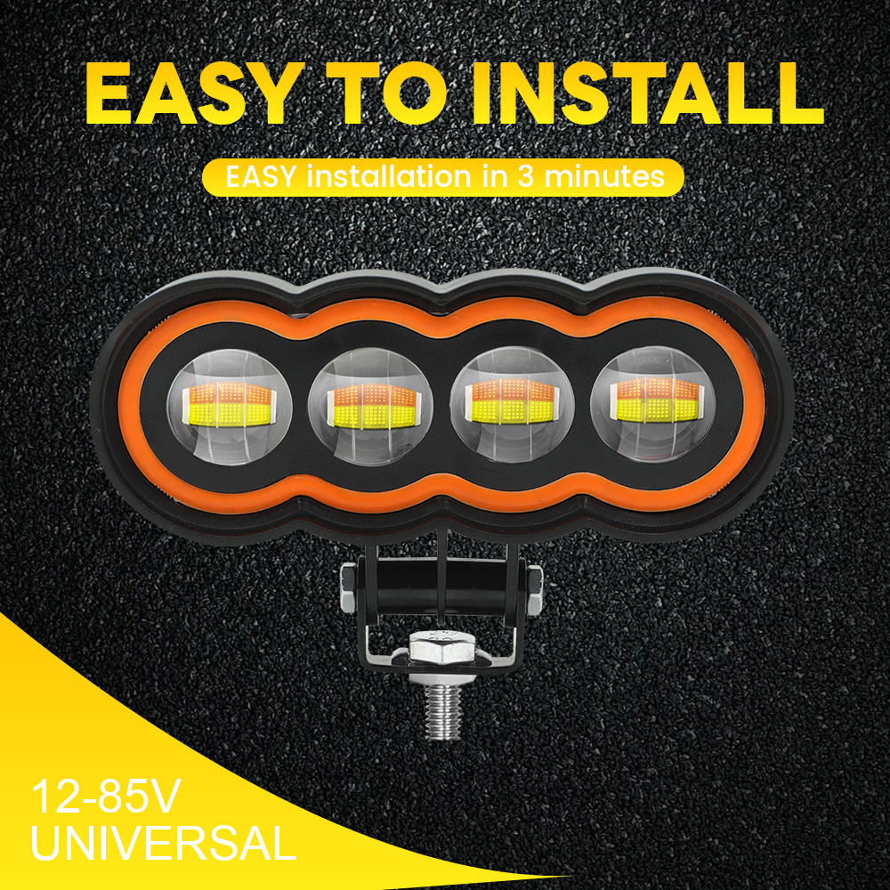 12V 24V Motorbike Spot Lights White Yellow 4 Beam Aluminum Case LED Motorbike Lights