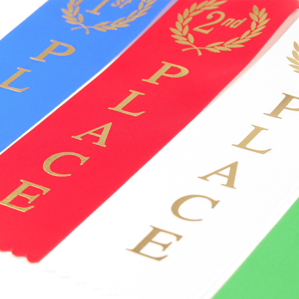 Blue Green Medal Award Ribbon Polyester Satin Custom Medal Ribbons