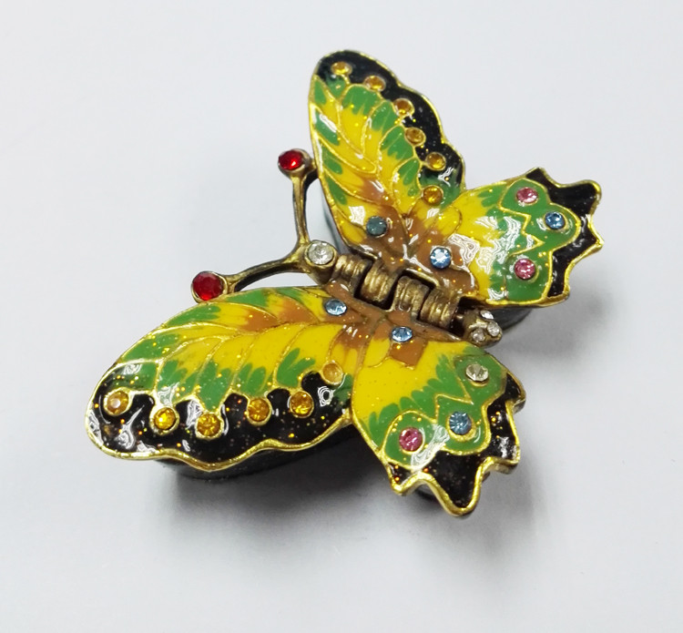 Butterfly Design Colored gold Metal Jewelry Box