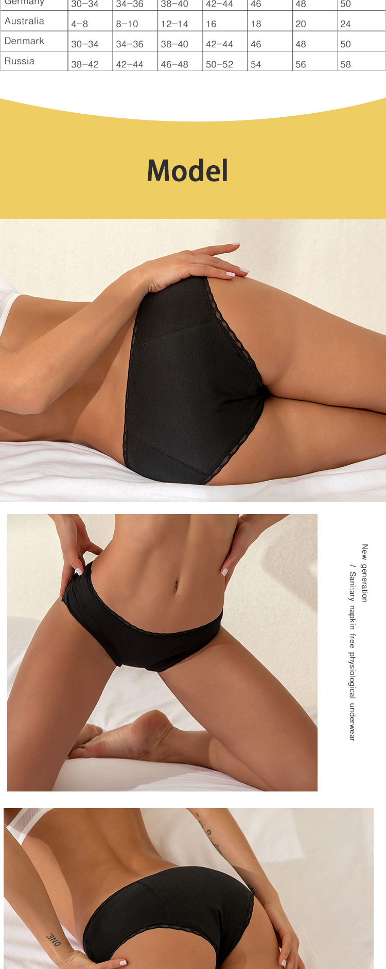 Knitted Organic Cotton Period Panties Menstrual 4 Layers Sustainable Period Panties