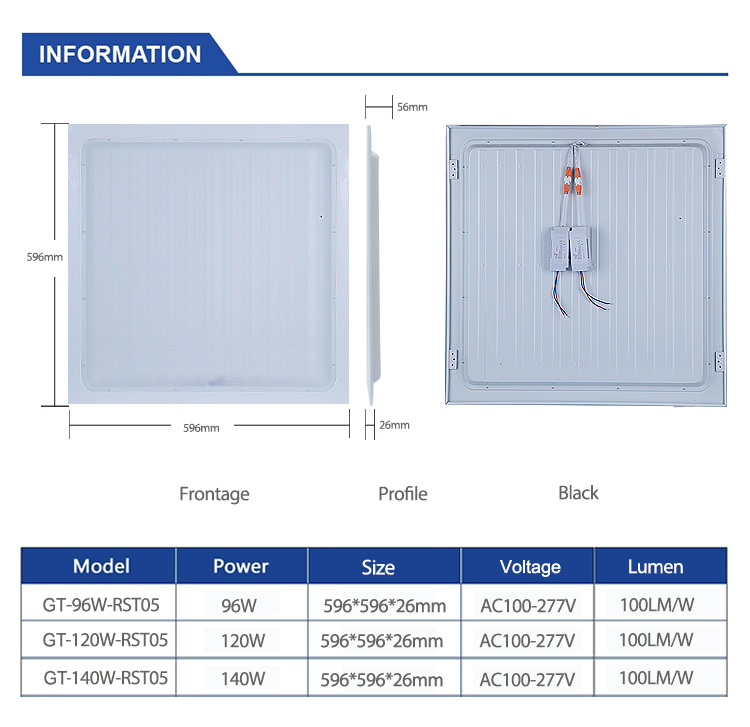 595X595mm 3D 96W 120W 140W Aluminum Lighting Panel LED Panel Light