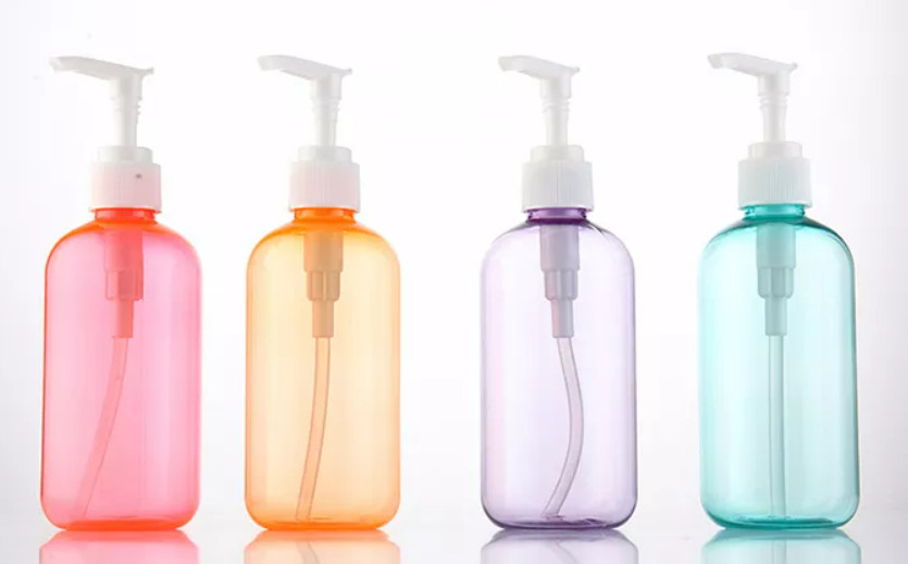 BPA Free Plastic Dispenser Pump Bottle For 5 Star Hotel 250Ml Orange Blue