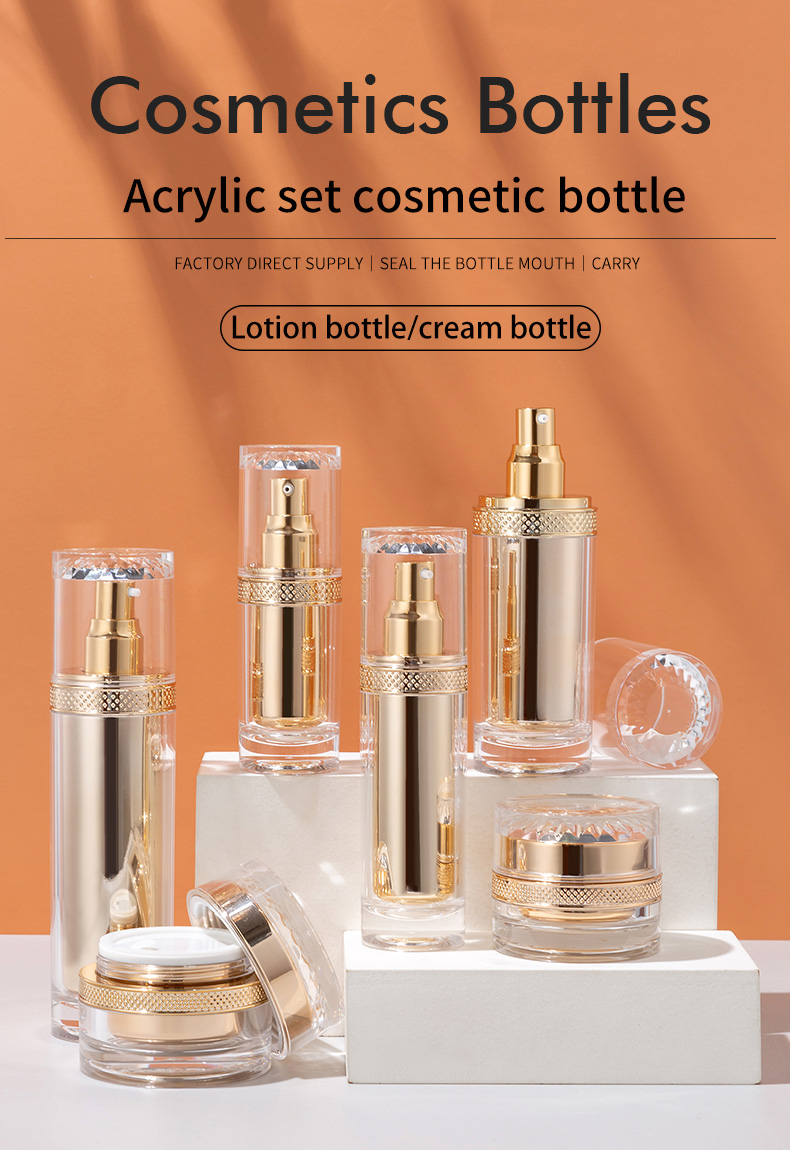 40ml 90ml 100ml Acrylic Bottle 20g 50g Treatment Cream Bottle Set For Cosmetic