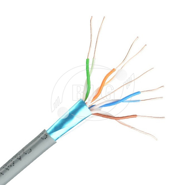 FTP Cat5e Lan Cable Al Foil Shield Computer 4 Pairs 24AWG Bare Copper Nylon Ripcord