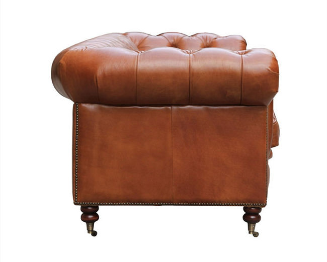 1 2 3 4 Seater Tan Leather Chesterfield Style Sofa Home Furniture