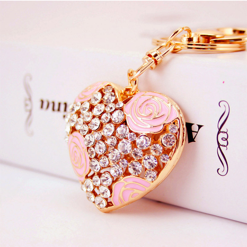 Heart Shaped Key Chain Ornaments 1.3 Inch Wide Crystal Irregular