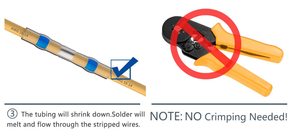 Insulated Waterproof Quick Wire Connectors / Heat Shrink Solder Sleeves