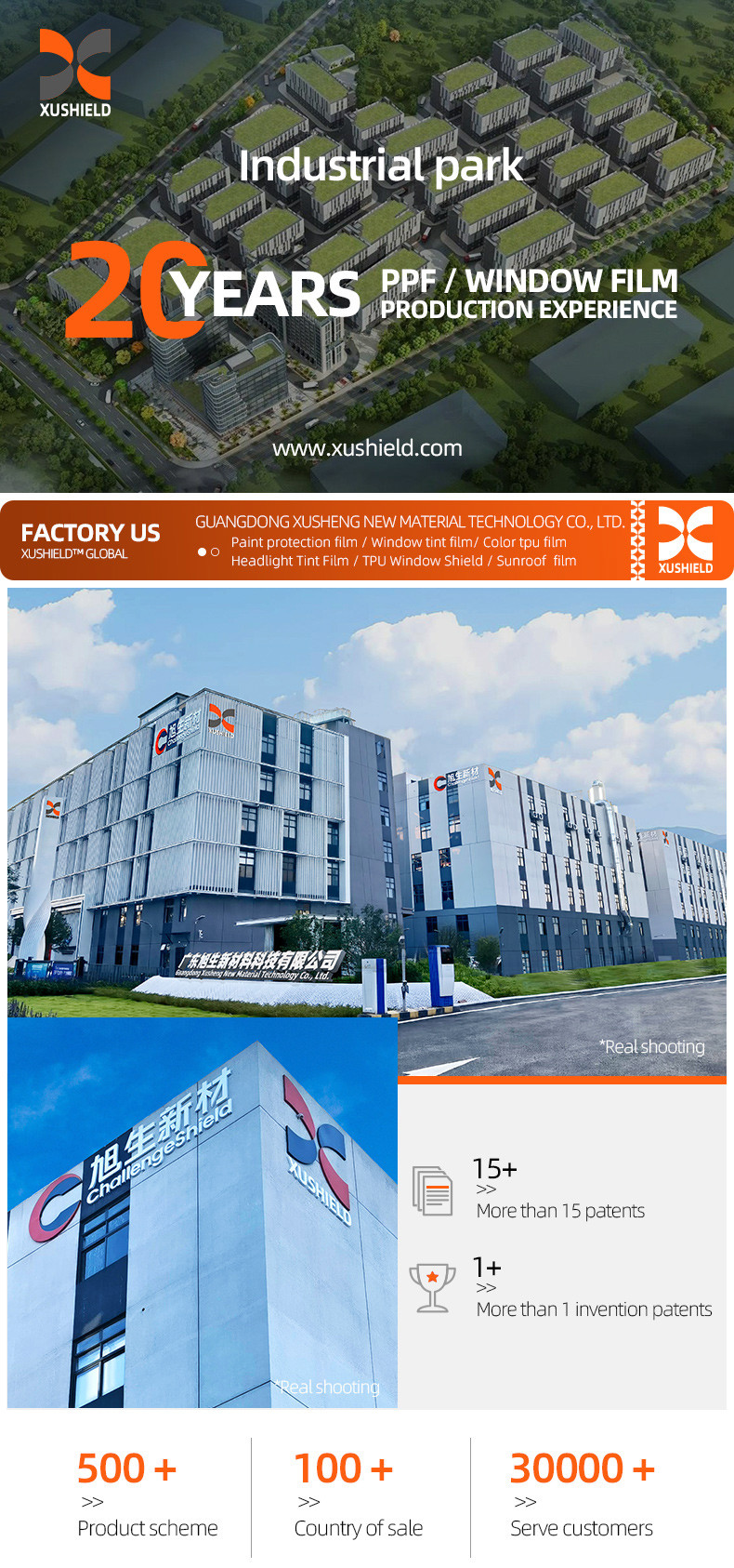 XUSHIELD Manufacturer Wholesale Clear Car Film Self-adhesive Anti-Scratch Self-Healing TPU PPF Paint Protection Film