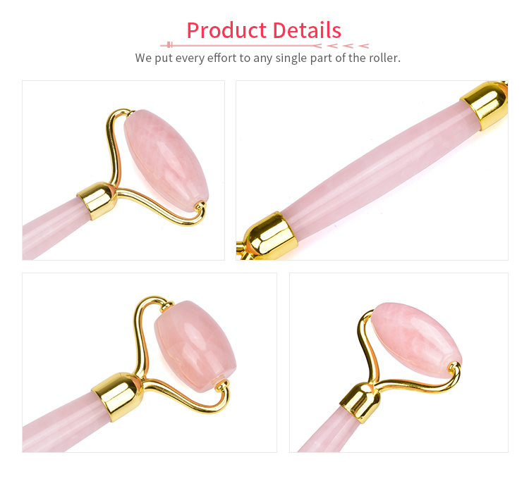 76.7g Handheld Wrinkle Remover Face Jade Rollers Pink Crystal Face Roller