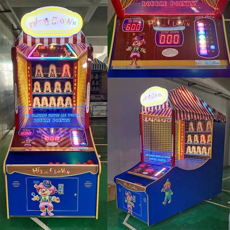 Hit The Clown Carnival Game Machine, Hit The Penguin Tickets Redemption Throw Ball Game
