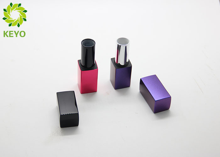 Square Blue Red Color Aluminium Empty Magnetic Lipstick Tube Container 3g 5g