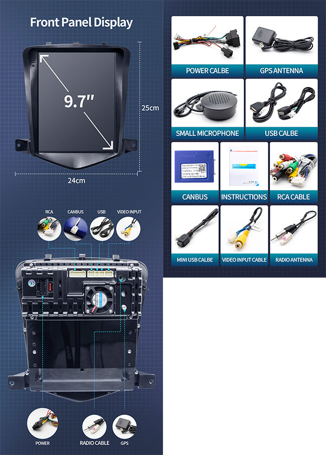 9.7inch Chevrolet Cruze Radio Featuring Android 11 Touch Screen