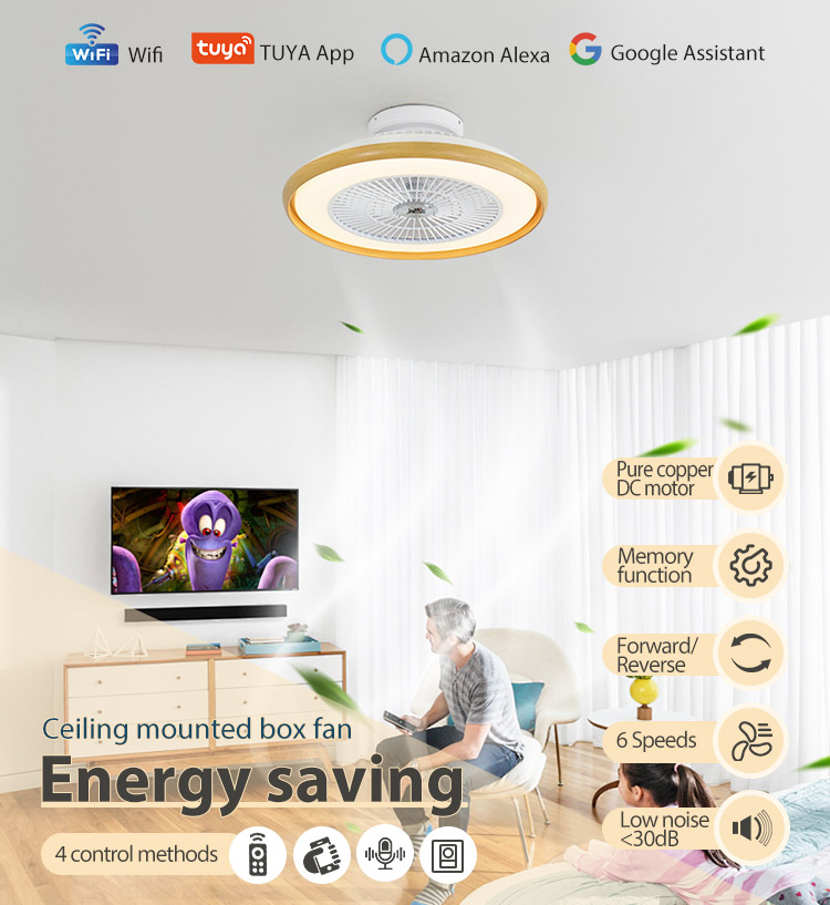 Dimmable LED Ceiling Fan with Remote and High Airflow 110-240V/50Hz-60Hz Low Profile