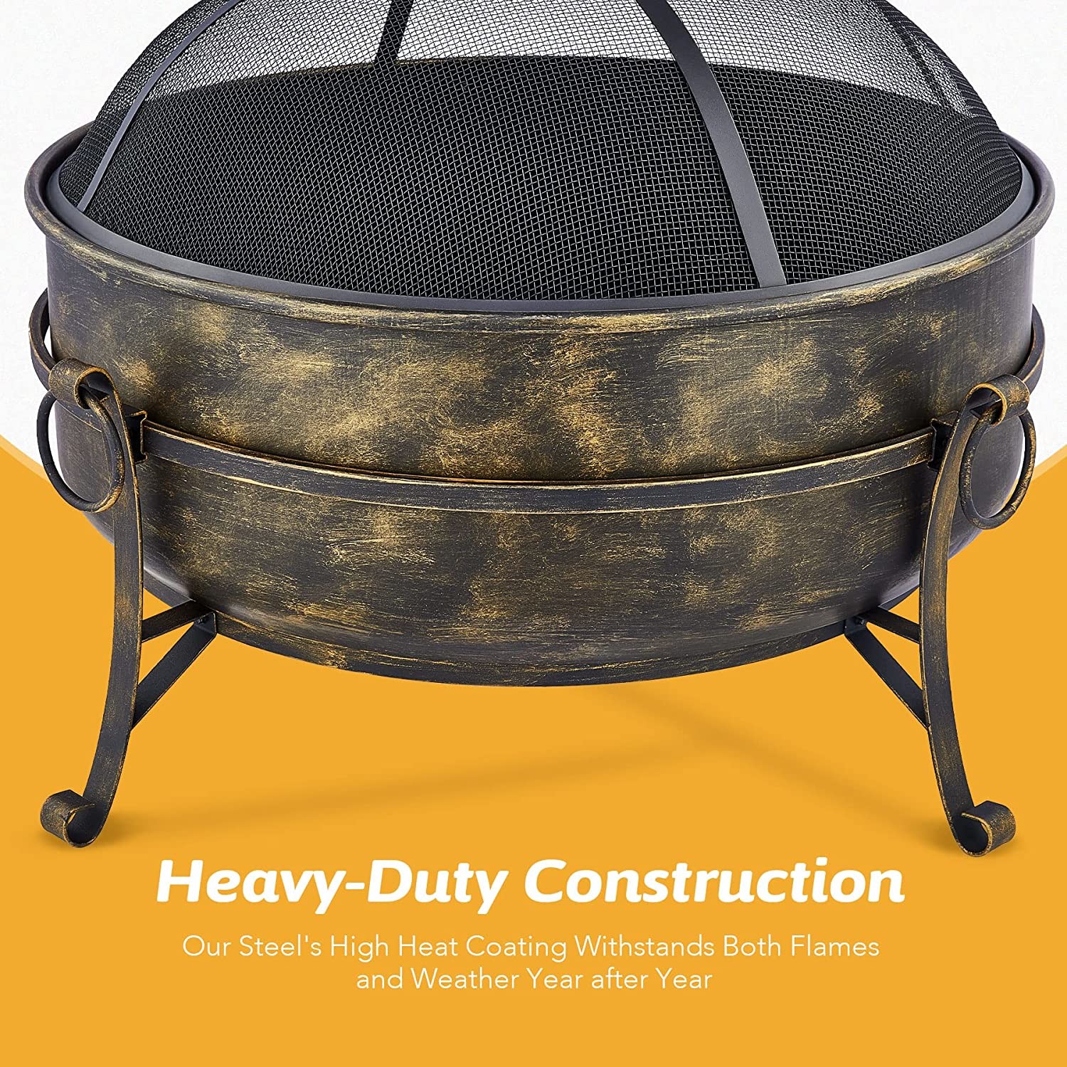 31 Inch Outdoor Brazier Charcoal Burning Fire Pit For Patio Backyard Camping