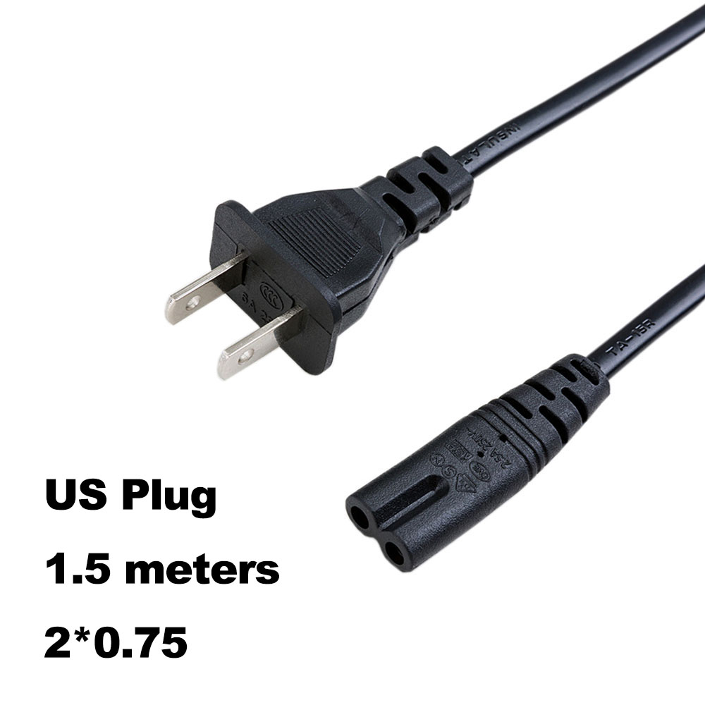 2Pin EU Power Cable 250V 2.5A DC Plug Power Cord IEC Female End