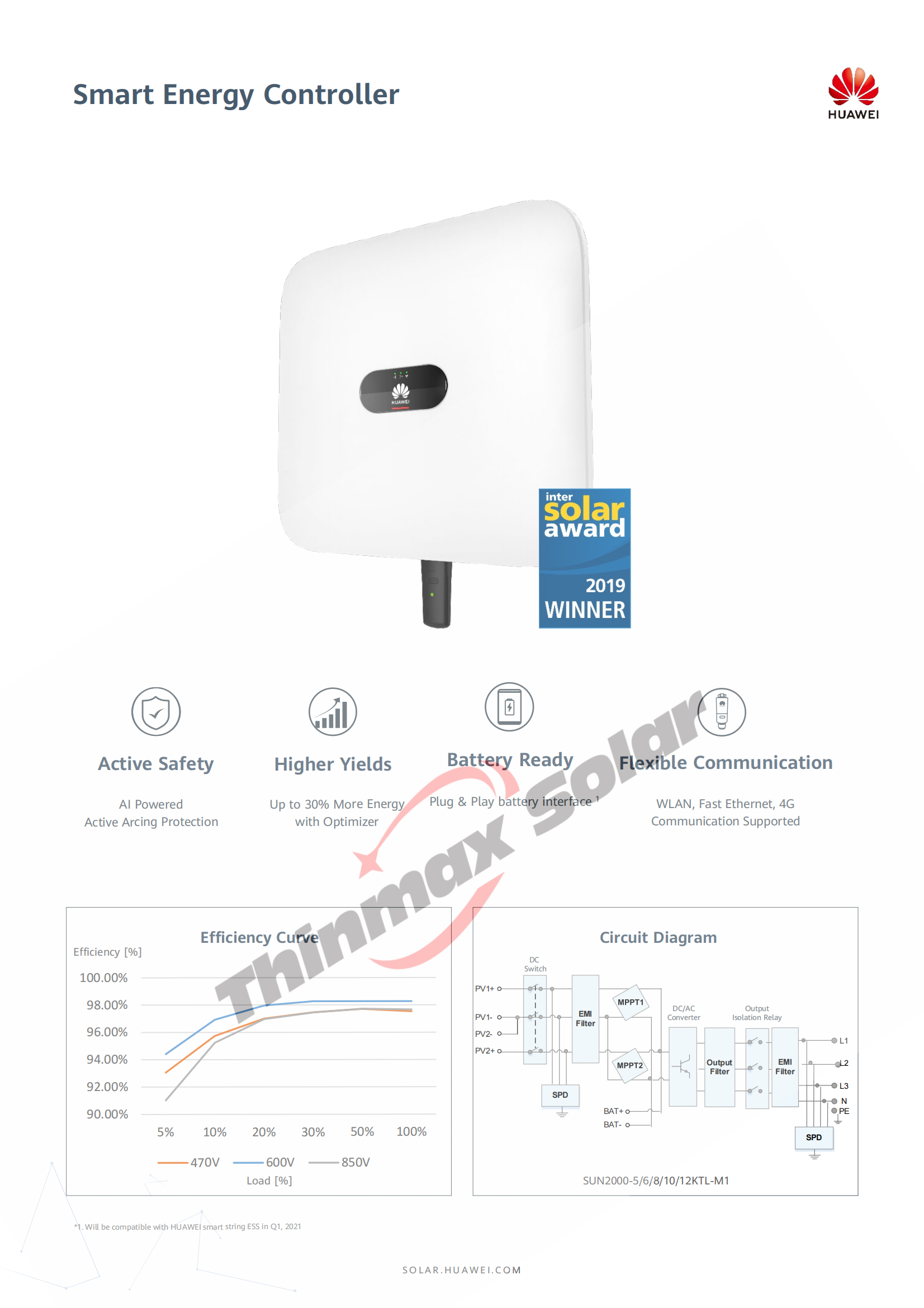 Huawei PV inverter SUN2000-10KTL-M1 5KW 6KW 8KW 10KW 12KW Three phase HUAWEI hybrid inverter