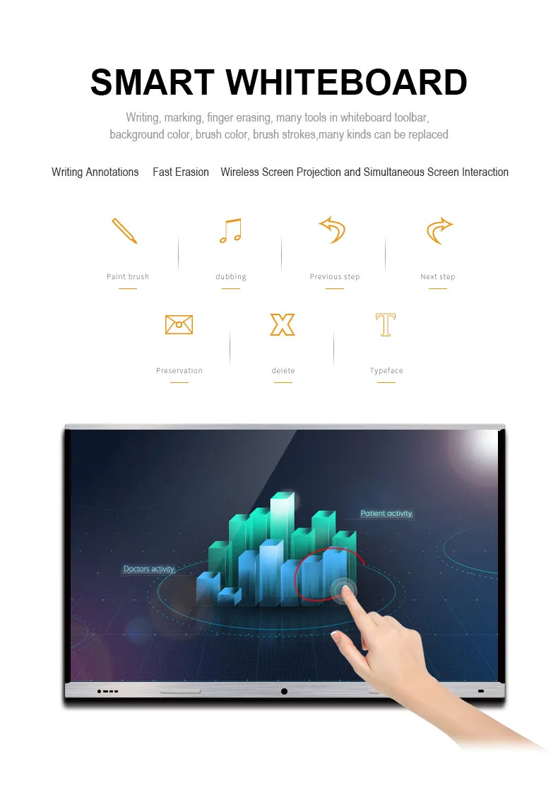 HD Display Electronic Interactive Whiteboard Smart Board Multifunction Self Service Terminal