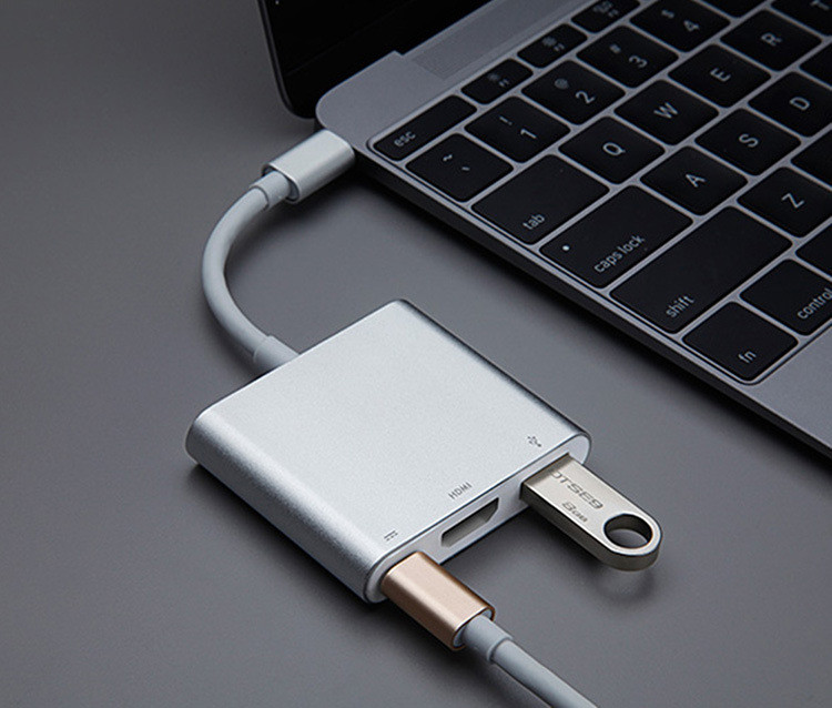 Type c to HDMI HD adapter and Aluminum alloy silver USB3.1 faster data cable