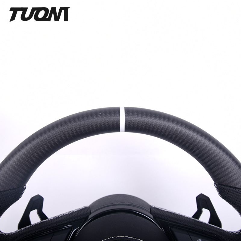 Matte Carbon Fiber Perforated Leather Audi Steering Wheel Custom Modify