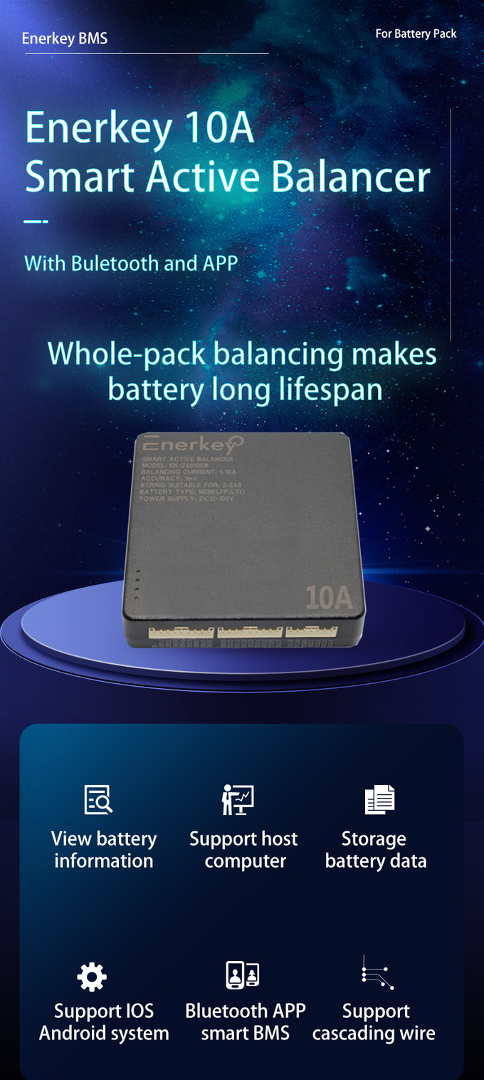 BMS Active Battery Cell Balancer 10A For Lifepo4 Lithium Battery Pack 16S 2-24S