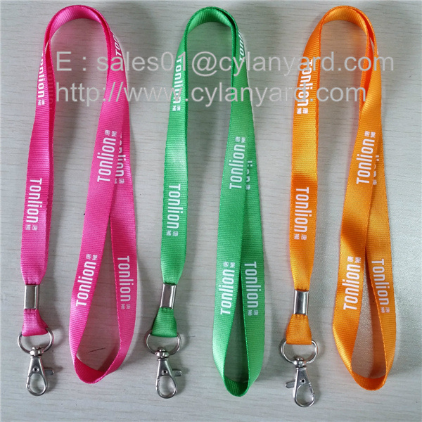 nylon ribbon lanyard with metal sheet crimp