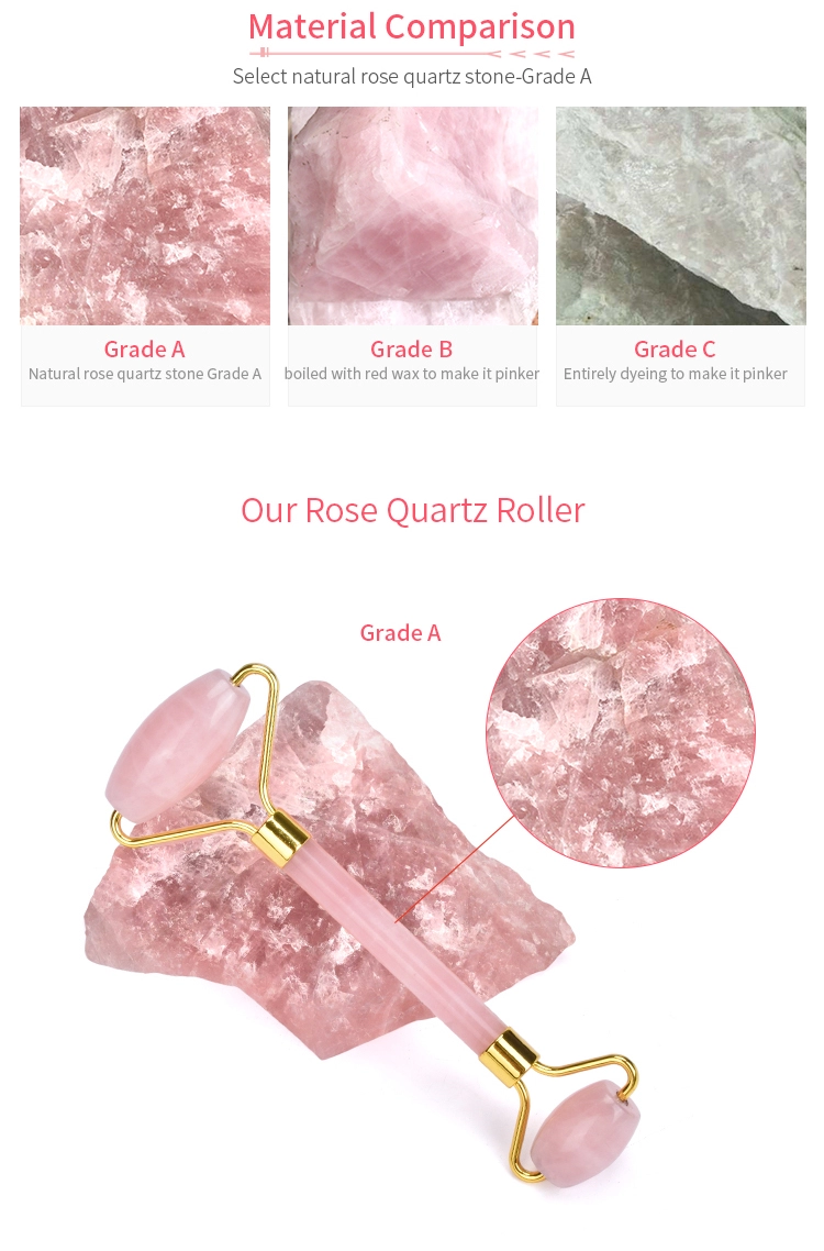 14.5cm Skin Revitalizer Rose Quartz Jade Massage Roller For Face Massage