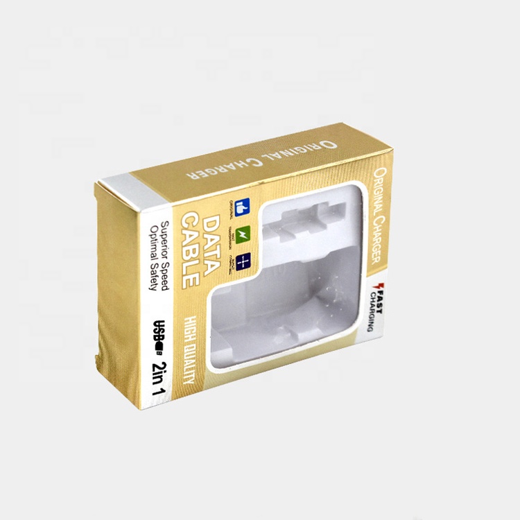 Custom Printed Usb Data Cable Packing Box Cardboard Paper Box Charger Packaging with Window
