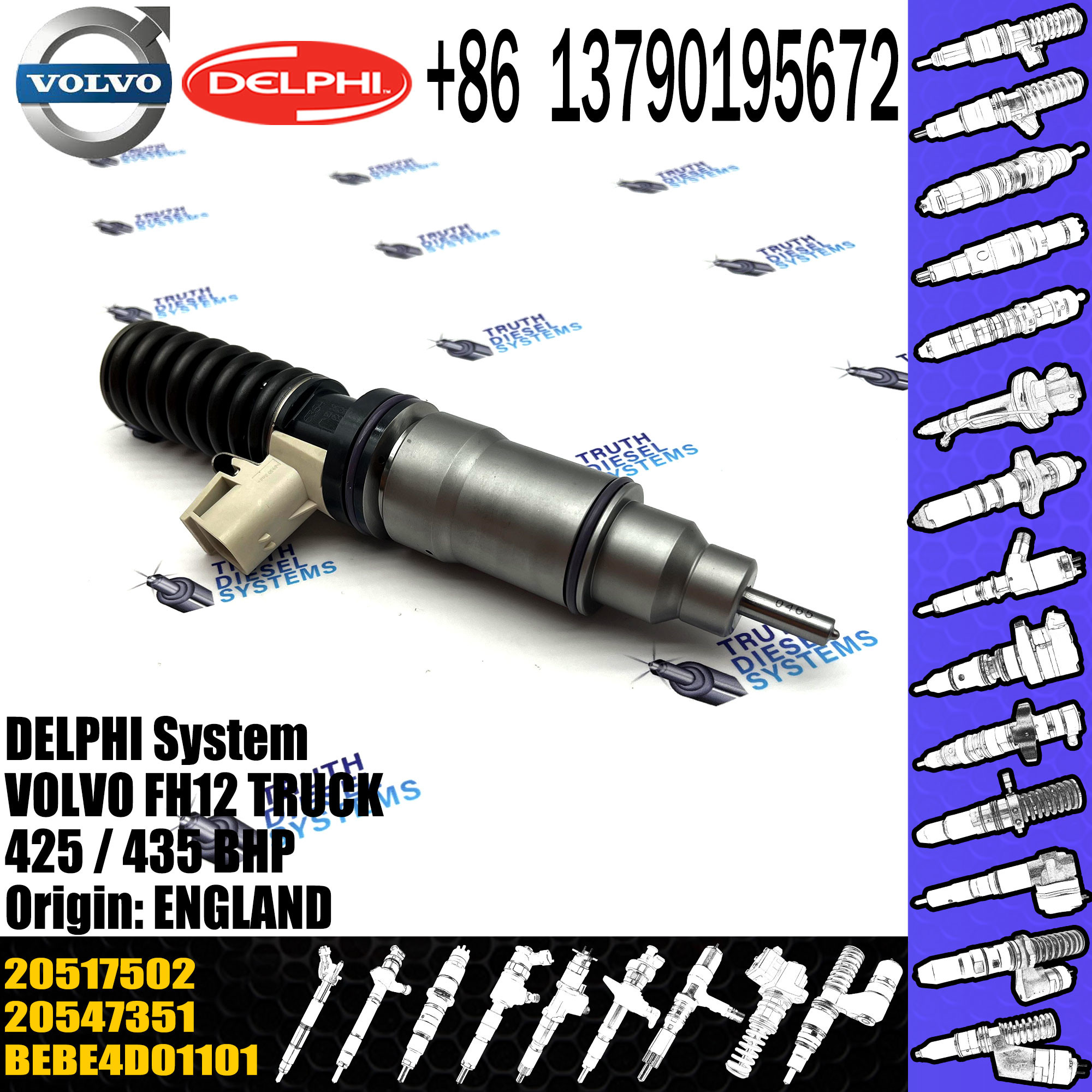 FH12 TRUCK Diesel Injector BEBE4D01101 BEBE4D01201 BEBE4D31001 For VOL injector 20517502 20547351 85000417 EX631017