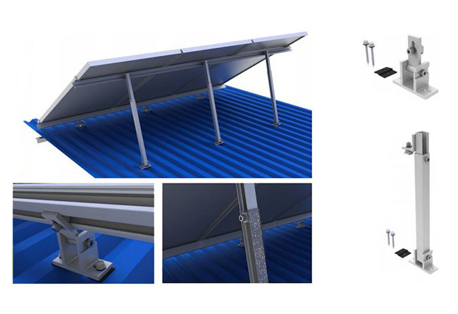 Tilt Legs Adjustable Solar Mounting System For Flat Tin Roof Solution