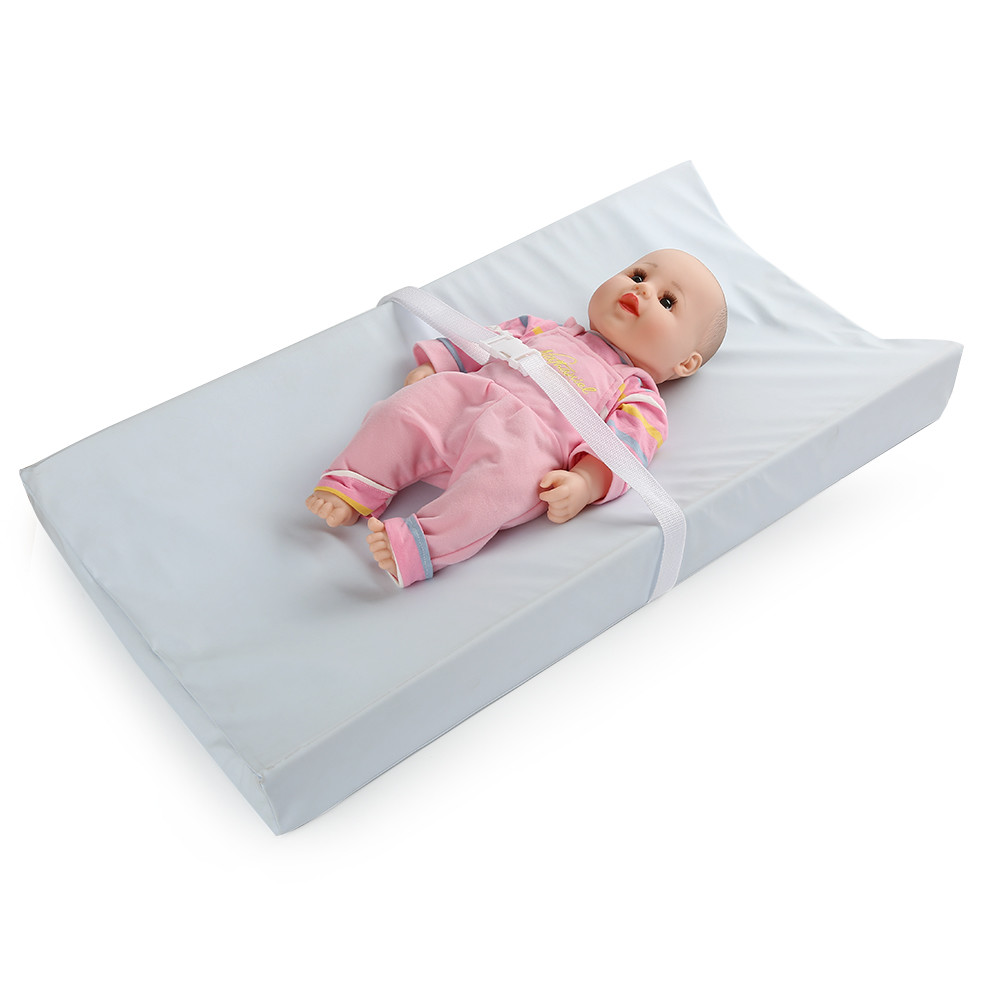 White Waterproof Memory Foam Baby Changing Mat Table Diaper Caddy Organizer