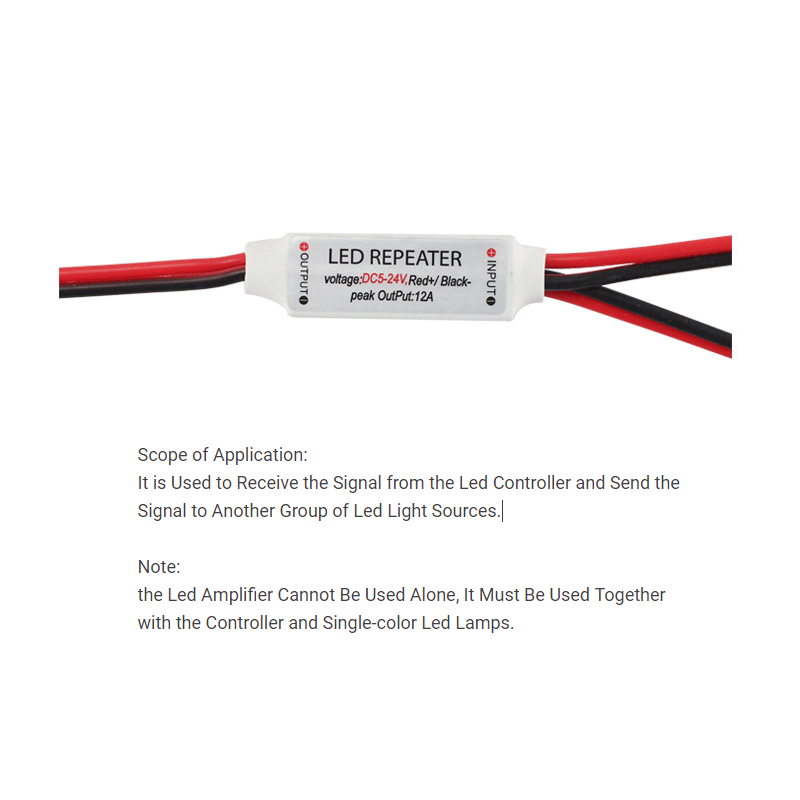 Mini LED Amplifier 12V , RGB LED Repeater For Monochrome Light Strip