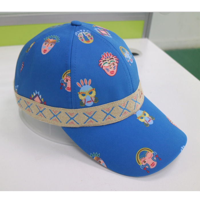 Thailand Style Fancy Printed Baseball Caps 6 Panel Hand Made With Metal Buckle