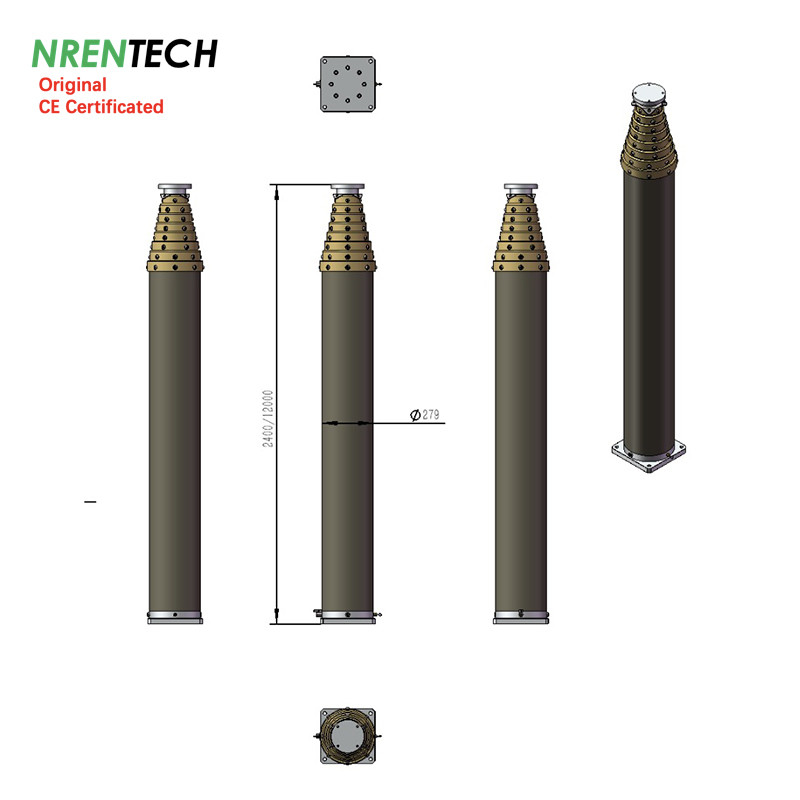 12m-150kg payload non-lockable pneumatic telescopic mast poles