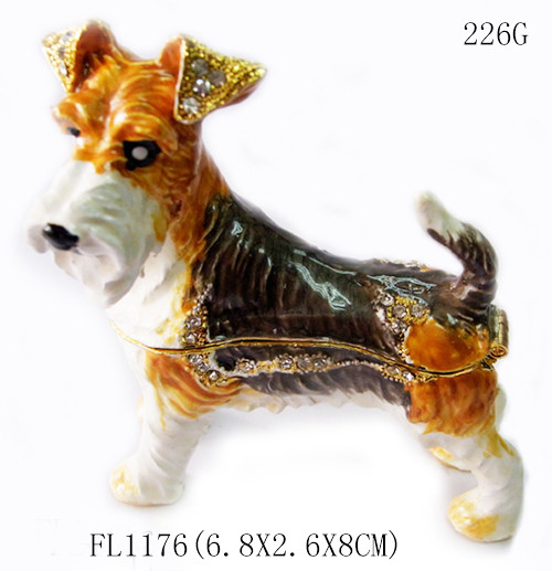 wholesales metal dog shaped cheap antique jewelry box for promotional gift