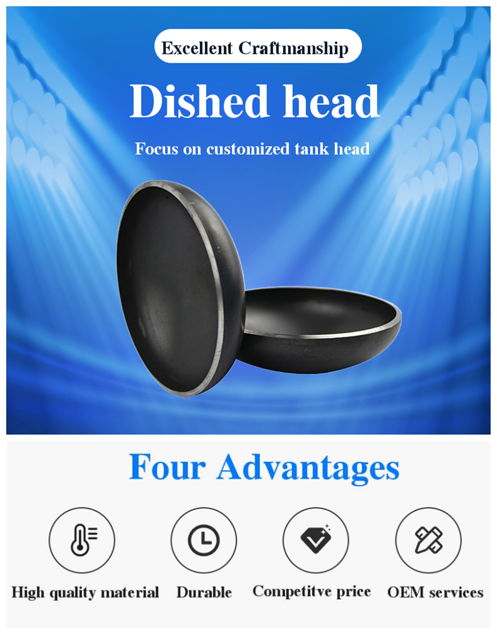 ASME Standard Pressure Vessel Dish Forming Pot Cover and Bottom with OBM Customization