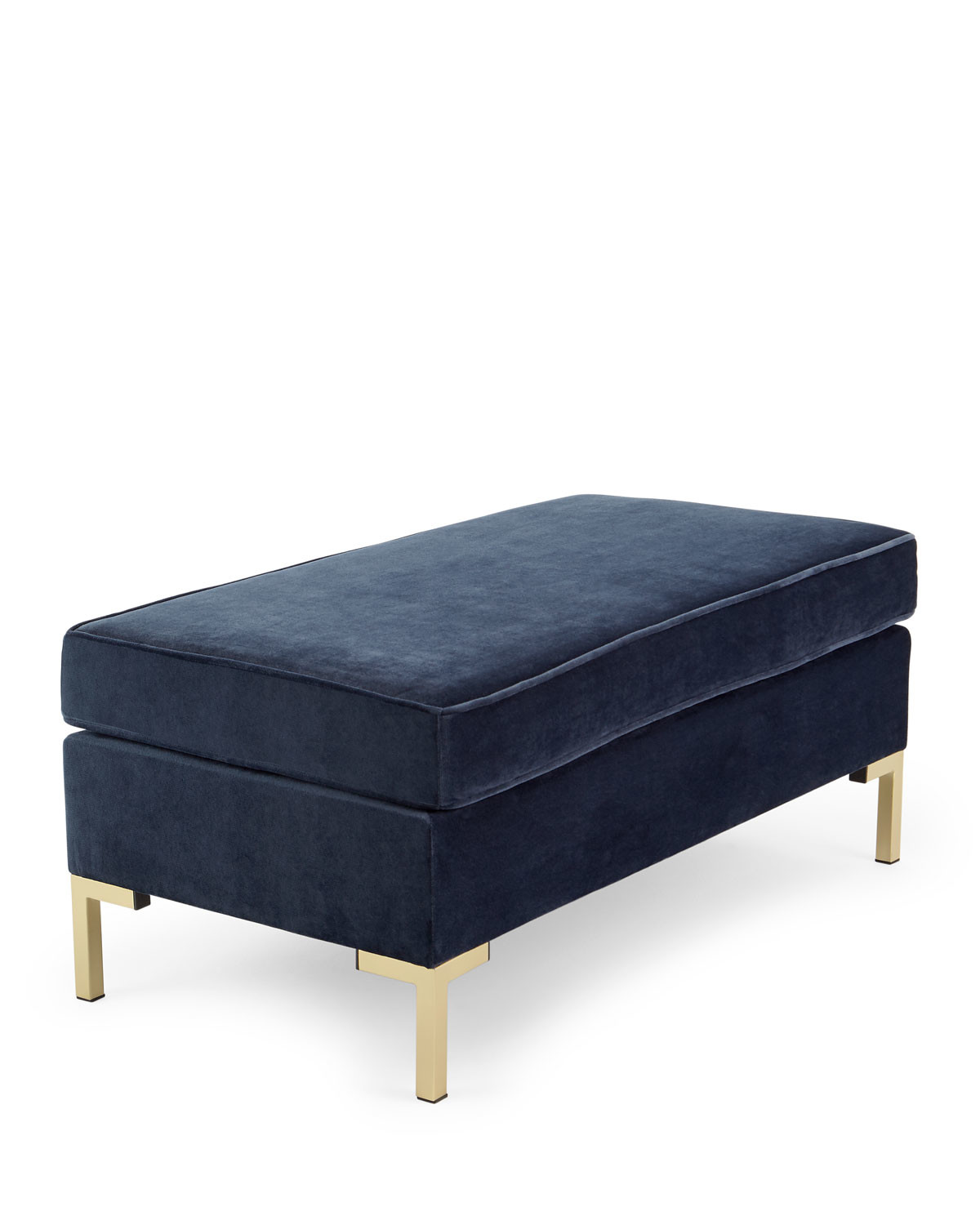 Hot sale stainless steel leg white linen ottoman classic bench for living room furniture