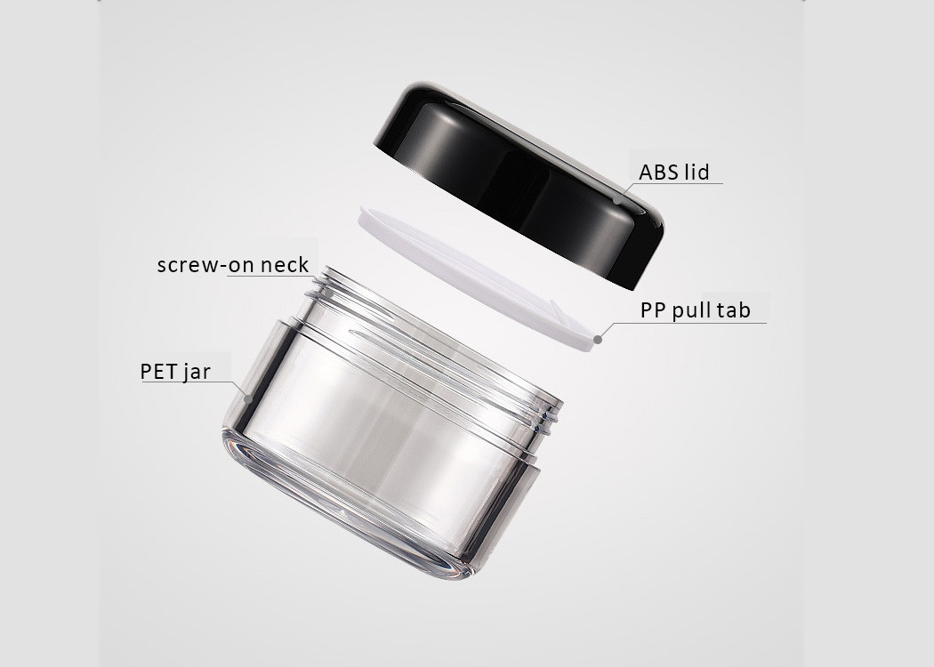 Fancy Thick Wall transparent Recyclable Plastic PET Cosmetic Jar 1OZ For Skincare Face Cream With Classic Cylinder Shape