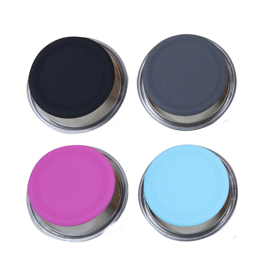 Stainless Steel Pet Bowl Anti-Slip Pet Food Basin Silicone Cat Bowl Dog Bowl Feeder Drinker Cat Supplies