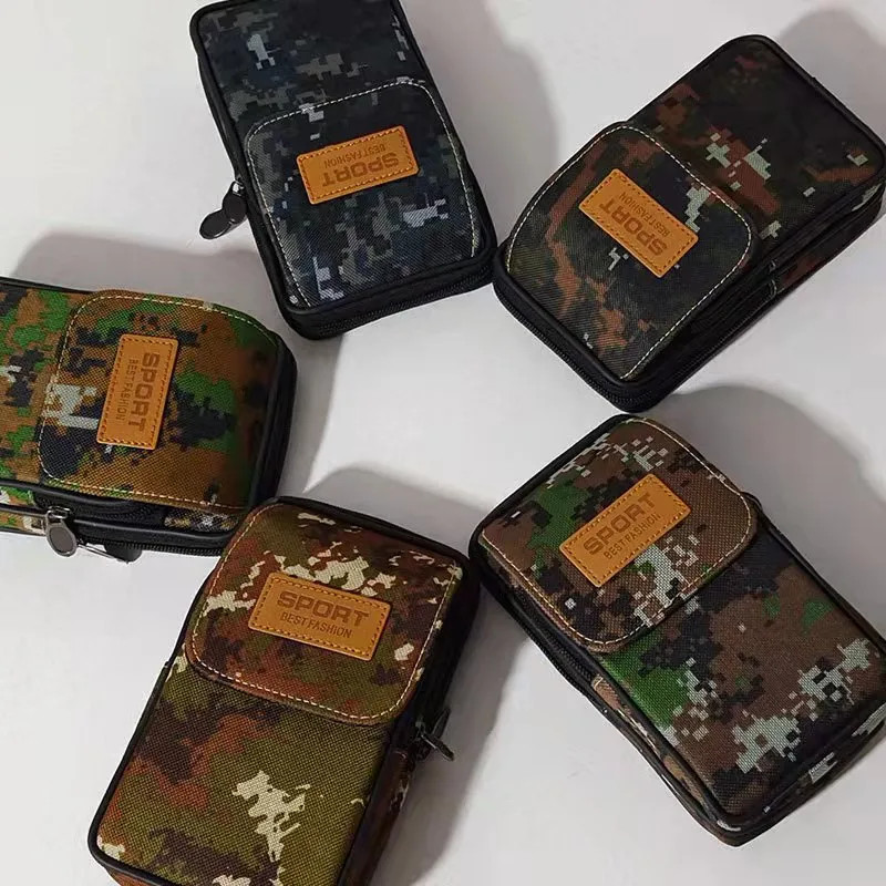 Waterproof 6.5 Inch Multi Function Canvas Phone Waist Pouch Belt Clip Wallet For Man