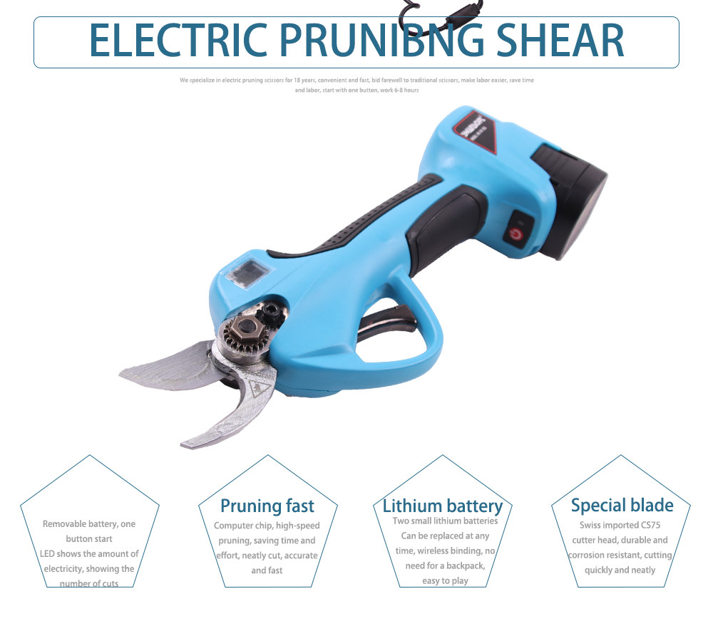 Swansoft Finger Protection 2.5CM Li battery orchard secateurs best garden tools electric pruners with LED Display