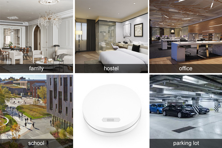 Wifi Smoke Alarm Detector Battery Tuya Wifi App Control With LED Light