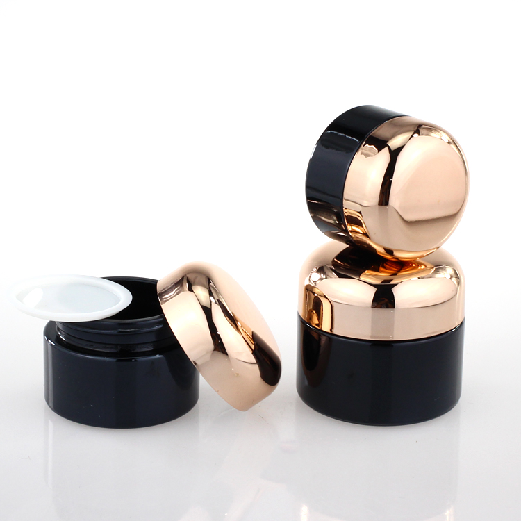 Black 20g 30g 50g Cream Glass Jars Empty Makeup Container