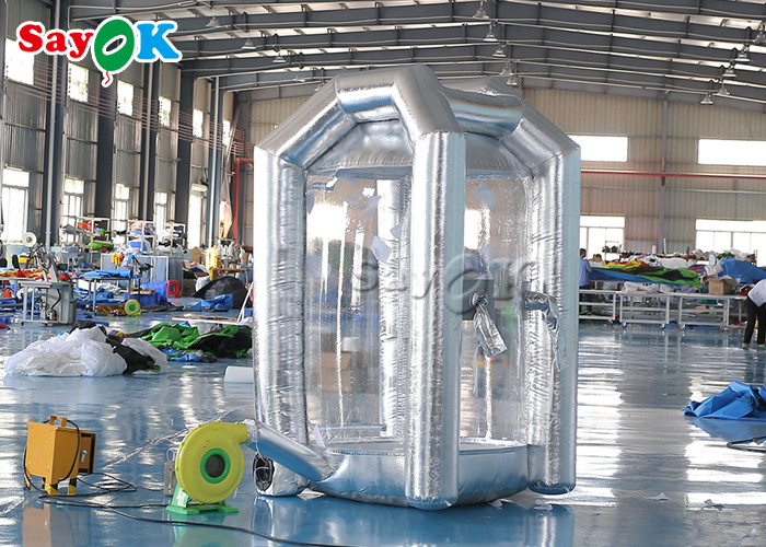1.5m/5ft Silver Cube Inflatable Money Cash Booth Machine For Company Opening