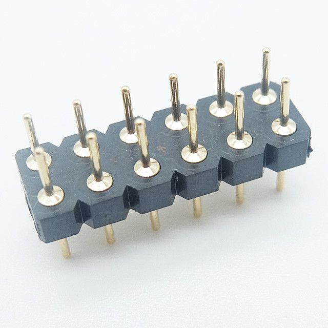 12p machined male pin header2.54mm insulation height=3.00mm round pin vertical through hole board to board connector