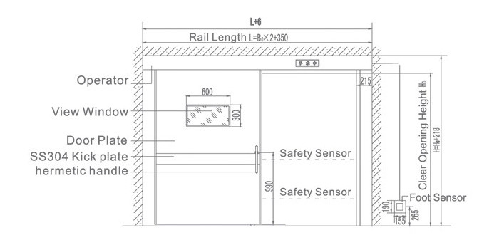 Medical Operating Room Automatic Hermetic Sliding Door Stainless Steel