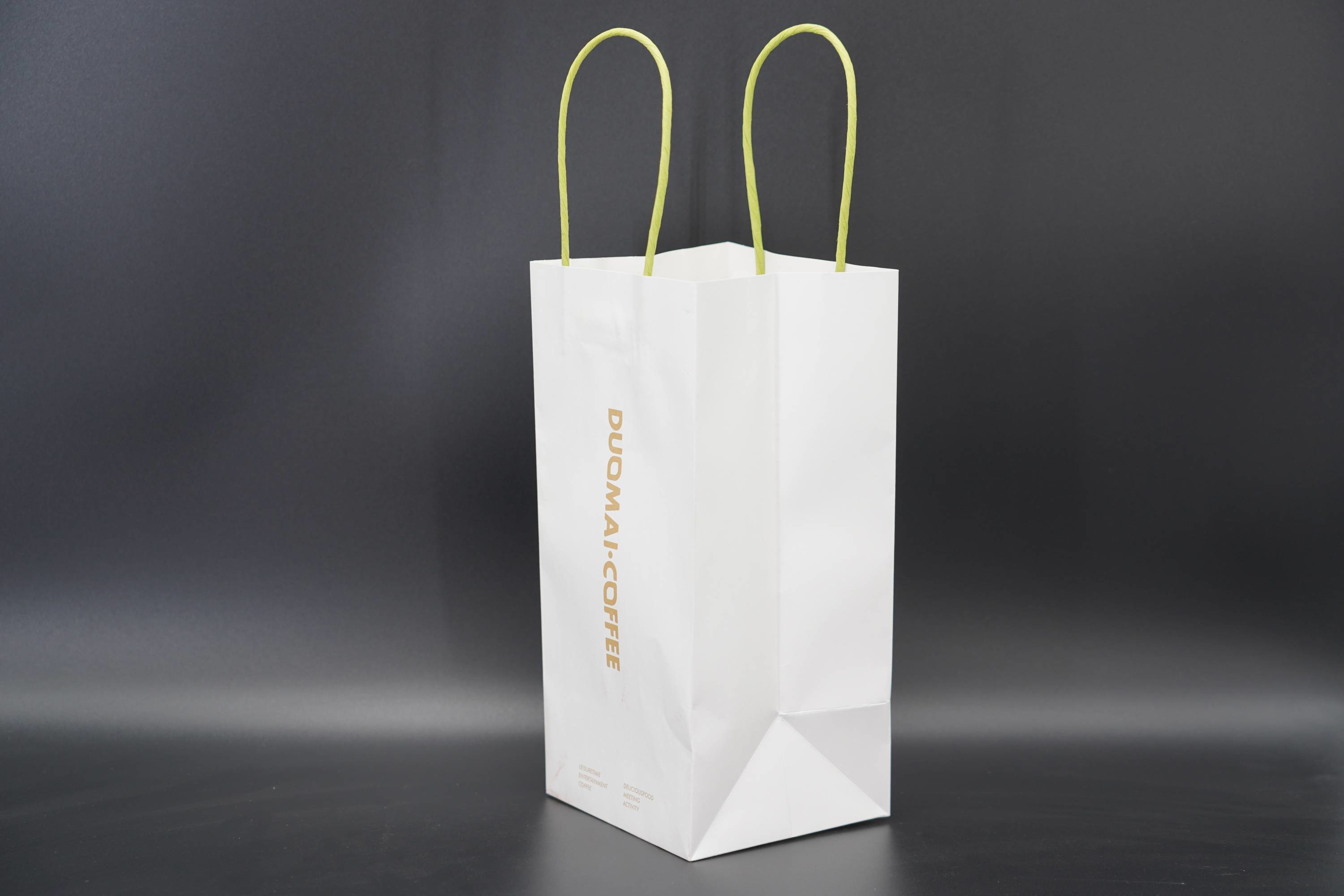 OEM Takeout Kraft Paper Bags With Twisted Handles Single Cup Paper Bag
